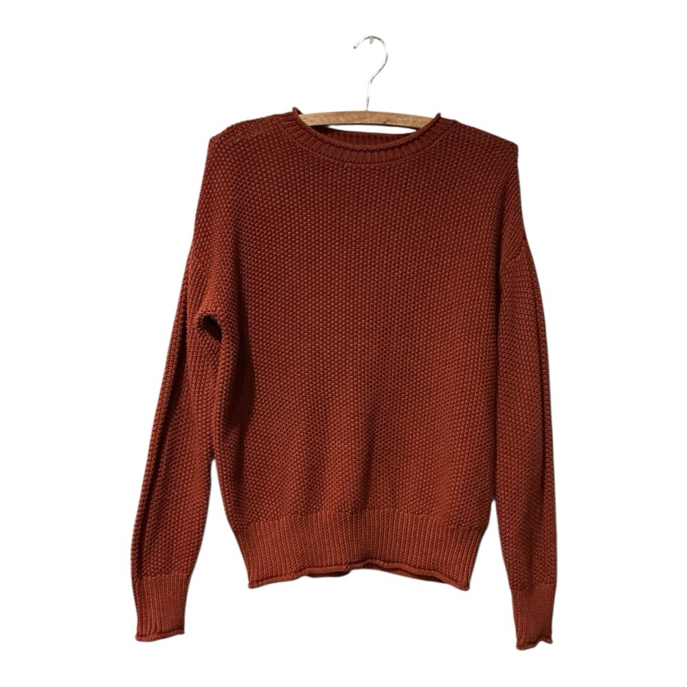 Jessica Simpson Textured KnitSweater Women’s MediumRust Orange Pullover Crewneck